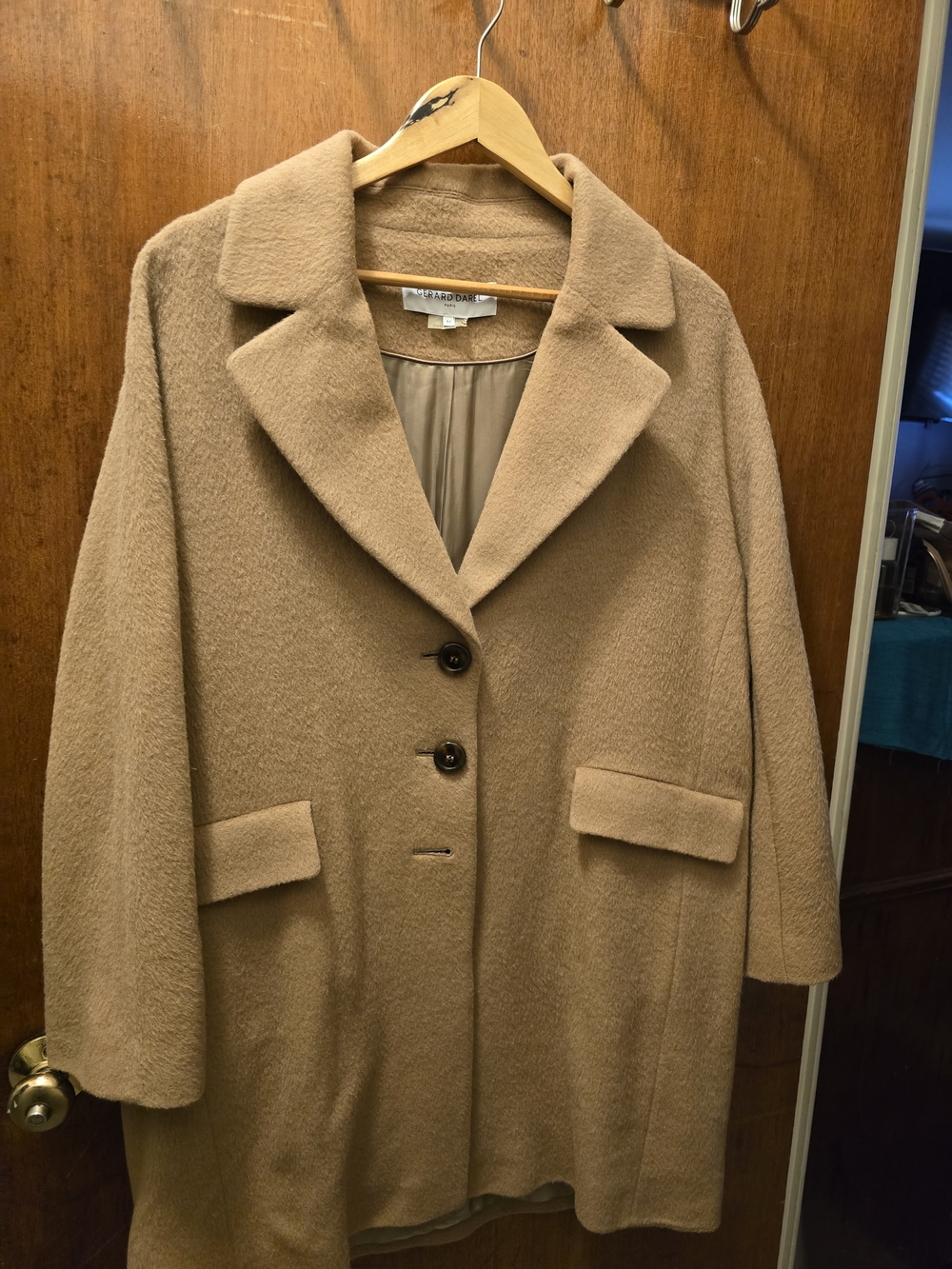 Gerard Darel Size 46 Marci Camel Wool Aplaca Mohair Coat